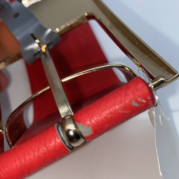 Kenneth Cole Reaction Red Belt Color Sunset Size Small Gold Buckle - Picture 7 of 7